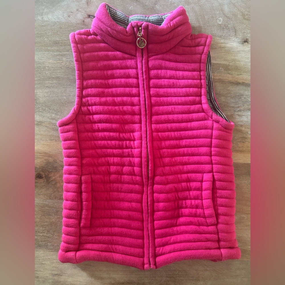 Petit Bateau Girls Pink Quilted Vest with Zipper